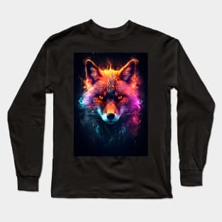 Colorful Fox Animal Neon Long Sleeve T-Shirt